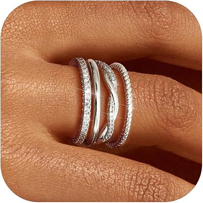 Wholesale 4Pcs Twist Zinc Alloy Crystal Rhinestone Finger Rings Sets -  Pandahall.com