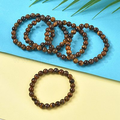 Natural Tiger Eye Bead Stretch Bracelets&nbsp;BJEW-K212-B-028-1