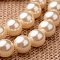 Polished Round Grade A Shell Pearl Bead Strands, Light Goldenrod Yellow, 5.5~6mm, Hole: 1mm, about 64pcs/strand, 15.7 inch