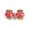 Resin Beads with Brass Rhinestone Rondelle, Lantern-Shaped, for Bracelets, Necklaces, Pen Decor, Cadmium Free & Lead Free, Crimson, 14.5x13.5mm, Hole: 3.5mm