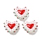 Baking Paint Glass Bumpy Beads Heart, with Enamel, White, 16~17x18x7mm, Hole: 1.2mm