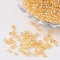 Round Transparent Colors Rainbow Glass Seed Beads, Pale Goldenrod, 12/0, 2mm, Hole: 1mm, about 3306pcs/50g