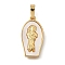 Brass Shell Pendants, Cadmium Free & Lead Free, Saint Jude, Real 18K Gold Plated, 21x11x2.5mm, Hole: 4x6.5mm