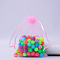 Rectangle Organza Drawstring Bags, Pearl Pink, 9x7cm