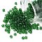 6/0 Glass Seed Beads, Transparent, Round, Green, 4mm, hole: 1.5mm, about 496pcs/50g