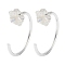 999 Fine Silver Micro Pave Clear Cubic Zirconia Pull Through Earrings, Silver, Flower, 12x4mm