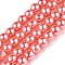 Baking Paint Glass Pearl Bead Strands, Pearlized, Round, Salmon, 3~4mm, Hole: 0.5mm, about 195pcs/strand, 23.6 inch