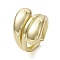 Rack Plating Brass Open Cuff Rings, Cadmium Free & Nickel Free & Lead Free, Teardrop, Real 18K Gold Plated, Inner Diameter: 15.3mm