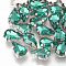 Sew on Rhinestone, Multi-strand Links, Glass Rhinestone, with Brass Prong Settings, Garments Accessories, Faceted, teardrop, Platinum, Sea Green, 8x5.5x4mm, Hole: 0.8~1mm