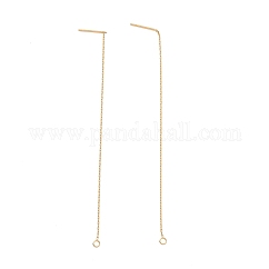Ion Plating(IP) 304 Stainless Steel Stud Earring Finding, with Ring, Ear Thread, Golden, 100~109x0.7x0.25mm, Hole: 1.7mm, Pin: 0.7mm