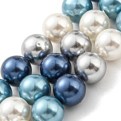 Electroplated Shell Pearl Beads Strands, Dyed, Round, Light Sea Green, 8mm, Hole: 0.8mm, about 52pcs/strand, 15.94 inch(40.5cm)