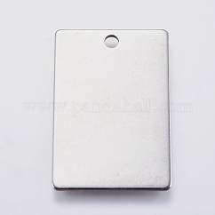Tarnish Resistant 201 Stainless Steel Pendants, Rectangle, Stamping Blank Tag, Stainless Steel Color, 30x20x1mm, Hole: 2.5mm