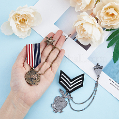 2Pcs 2 Style Republique Francaise Eagle & Leaf Hanging Charms Lapel Pins with Safety Chains&nbsp;JEWB-FH0001-18