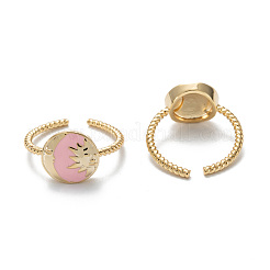 Brass Enamel Cuff Rings&nbsp;RJEW-D112-01G
