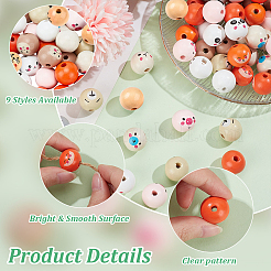 90Pcs 9 Colors Wood European Style Beeds&nbsp;WOOD-OC0003-74