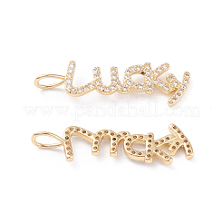Brass Micro Pave Clear Cubic Zirconia Pendants&nbsp;ZIRC-L093-68G