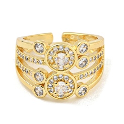 Round Clear Cubic Zirconia Open Cuff Ring&nbsp;RJEW-L121-038G