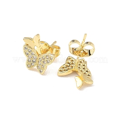 Brass Micro Pave Clear Cubic Zirconia Stud Earrings&nbsp;EJEW-D305-20G-03