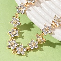 Cubic Zirconia Flower Link Bracelets&nbsp;BJEW-L711-03G-08