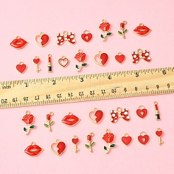40Pcs 10 Styles Valentine's Day Alloy with Enamel Pendants&nbsp;ENAM-FS0002-39