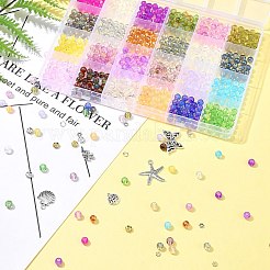 DIY Round Glass Imitation Opalite Beads & Alloy Pendants Bracelets Making Kits&nbsp;DIY-FS0006-39