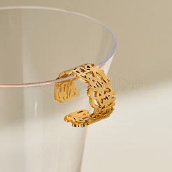Irregular 304 Stainless Steel Wide Band Cuff Open Rings for Women&nbsp;WG221B3-01