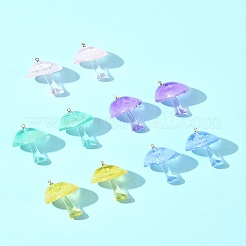 10Pcs 5 Colors Luminous Epoxy Resin Mushroom Pendants&nbsp;RESI-FS0001-99