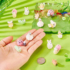 16Pcs 8 Styles Flocking Resin Pendants&nbsp;RESI-TA0004-16