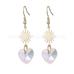Flower & Heart & Teardrop & Rhombus Glass Dangle Earrings&nbsp;EJEW-JE06853