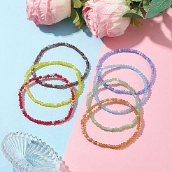 7Pcs 7 Styles Faceted Frosted Glass Beaded Stretch Bracelets for Women&nbsp;BJEW-JB10187