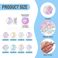 16 Strands 8 Colors Transparent Glass Beads Strands&nbsp;EGLA-TA0013-48