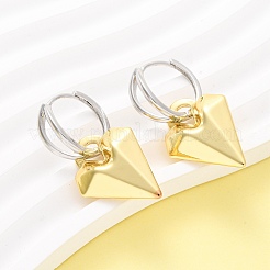 Two Tone Heart Brass Hoop Earrings&nbsp;EJEW-D322-12GP-02B