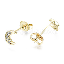Brass Micro Pave Clear Cubic Zirconia Stud Earrings&nbsp;EJEW-T046-27G-NF