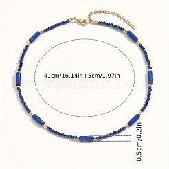 Dyed Natural Imperial Jasper Column and Glass Beaded Necklaces for Women&nbsp;CN0218