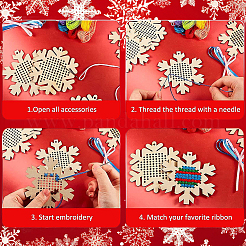 1 Bag Christmas Theme Wood Cross Stitch Kits&nbsp;WOOD-SC0002-23A
