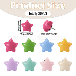 20Pcs Plastic Star Drawing Pins&nbsp;AJEW-TADJ0001-01
