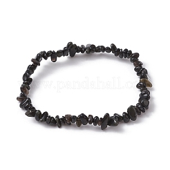 Natural Obsidian Chips Beaded Stretch Bracelets for Women&nbsp;BJEW-JB10046-12