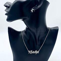 Stainless Steel Letter K Stud Earrings & Word Khadija Pendant Necklaces Sets for Women&nbsp;ES0413-2