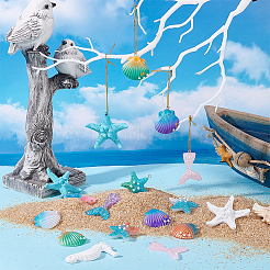 DIY Mermaid Tail Sea Horse Starfish Shell Shape Resin Pendants Making Kits&nbsp;DIY-PH0031-09
