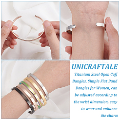 5Pcs 5 Colors Stainless Steel Open Cuff Bangles&nbsp;BJEW-UN0001-29