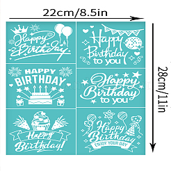 Happy Birthday Theme Self-Adhesive Silk Screen Printing Stencil&nbsp;X1-DIY-WH0338-328