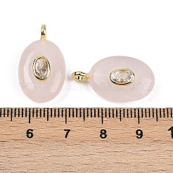 Natural Rose Quartz & Cubic Zirconia Pendants&nbsp;G-Z076-01G-10