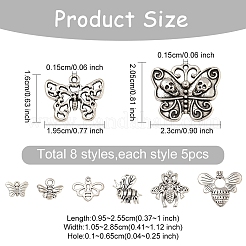 40Pcs 8 Styles Tibetan Style Alloy Pendants&nbsp;TIBE-YW0001-65