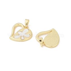 Brass Pave Natural White Shell Pendants&nbsp;KK-R213-02G-03
