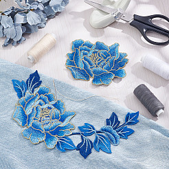 2Pcs 2 Style Peony Polyester Embroidery Sew on Clothing Patches&nbsp;PATC-NB0001-11B