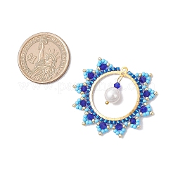 Glass Seed Beaded Sun Pendants&nbsp;PALLOY-MZ00857-01