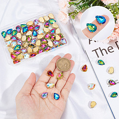 80Pcs 8 Colors Teardrop Sew on Rhinestone&nbsp;GLAA-UN0001-12