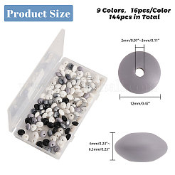 144Pcs 9 Style Rondelle Food Grade Eco-Friendly Silicone Abacus Beads&nbsp;SIL-CA0003-16