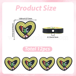 12Pcs Heart with Word Teach Silicone Focal Beads&nbsp;SIL-SC0003-09