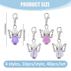 40Pcs 4 Styles Angel Glass Pearl & Acrylic Pendant Decoration&nbsp;HJEW-FH00075